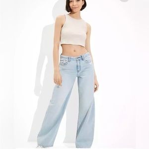 American Eagle Distressed, Low Rise Wide Leg Skater Jean ~ Size 4 short